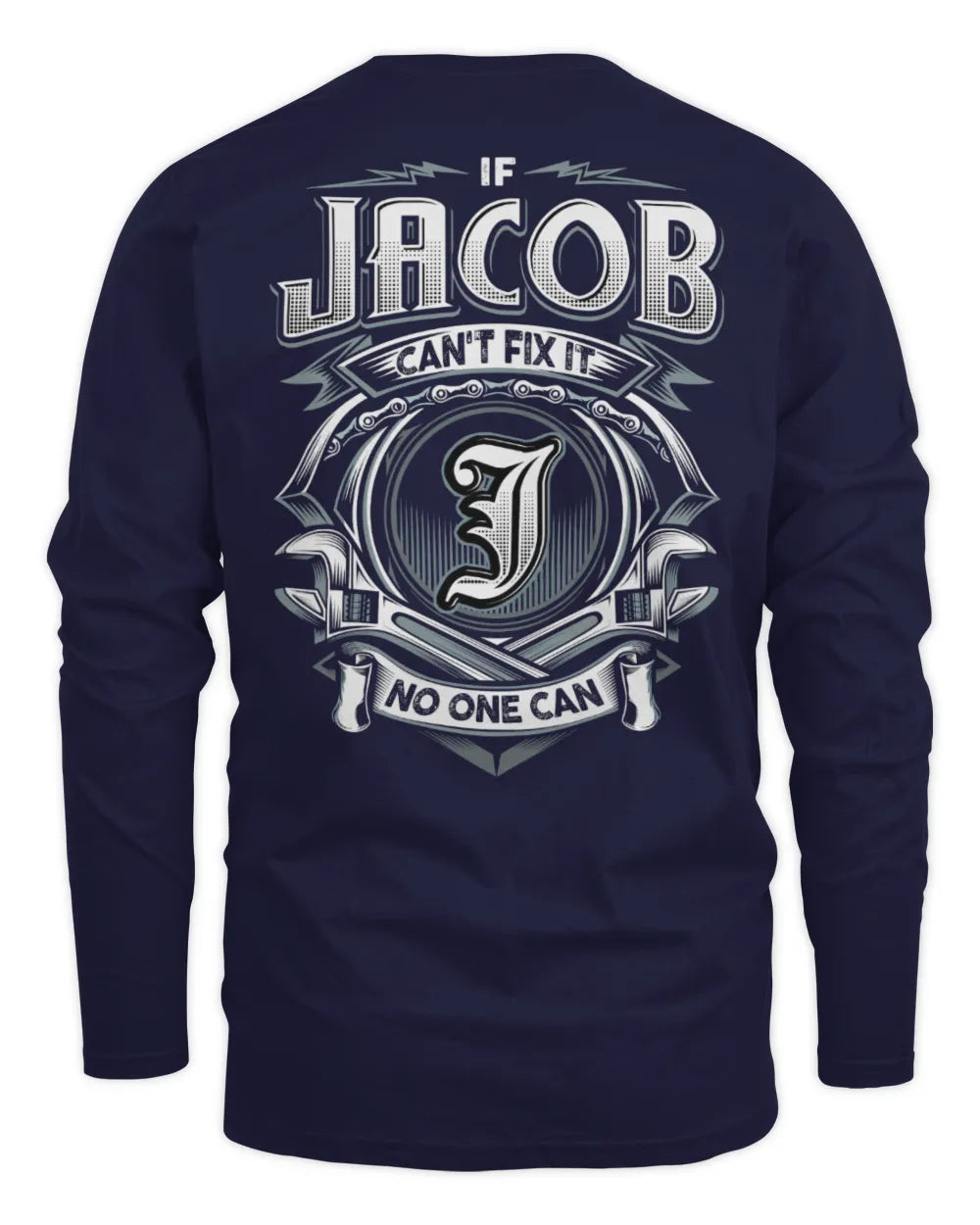 JACOB AP81-K4-626 - Personalized Ahmed Quote Apparel “If Ahmed Can't Fix It, No One Can” - Men's Long Sleeved T-Shirt - Navy