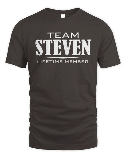 STEVEN BL62-K4-128 - Personalized “Team NAME Lifetime Member” - Unisex Standard T-Shirt - Dark Chocolate