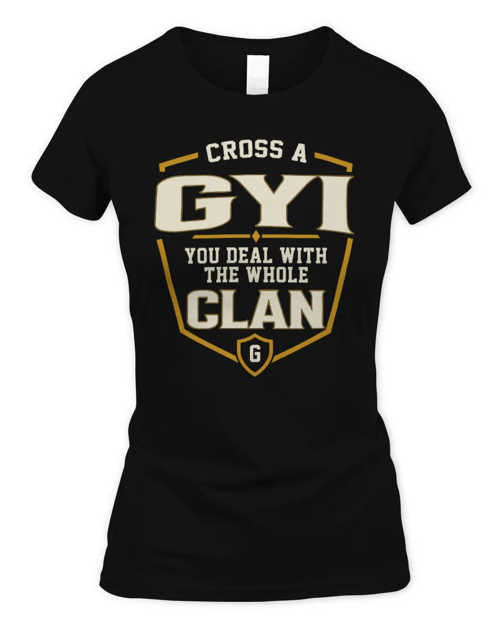 GYI NT1-K008 Cross A/An NAME, You Deal With the Whole Clan | Personalized Vintage T-Shirt - Women's Standard T-Shirt - Black