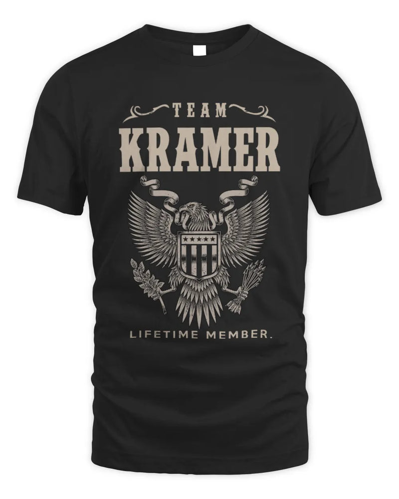 KRAMER TP06-K82 – Personalized Classic Style Apparel “Team NAME Lifetime Member” - Unisex Standard T-Shirt - Black