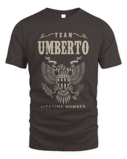 UMBERTO TP06-K82 – Personalized Classic Style Apparel “Team NAME Lifetime Member” - Unisex Standard T-Shirt - Dark Chocolate
