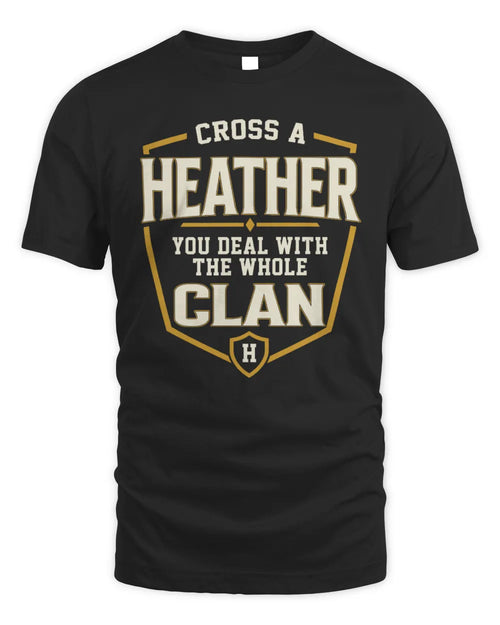 HEATHER NT1-K008 Cross A/An NAME, You Deal With the Whole Clan | Personalized Vintage T-Shirt - Unisex Standard T-Shirt - Black