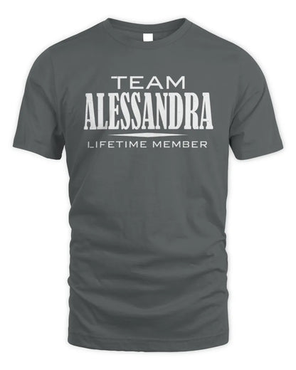 ALESSANDRA BL62-K4-128 - Personalized “Team NAME Lifetime Member” - Unisex Standard T-Shirt - Charcoal