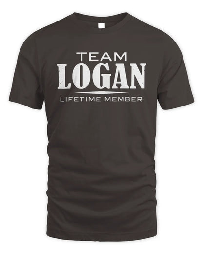 LOGAN BL62-K4-128 - Personalized “Team NAME Lifetime Member” - Unisex Standard T-Shirt - Dark Chocolate