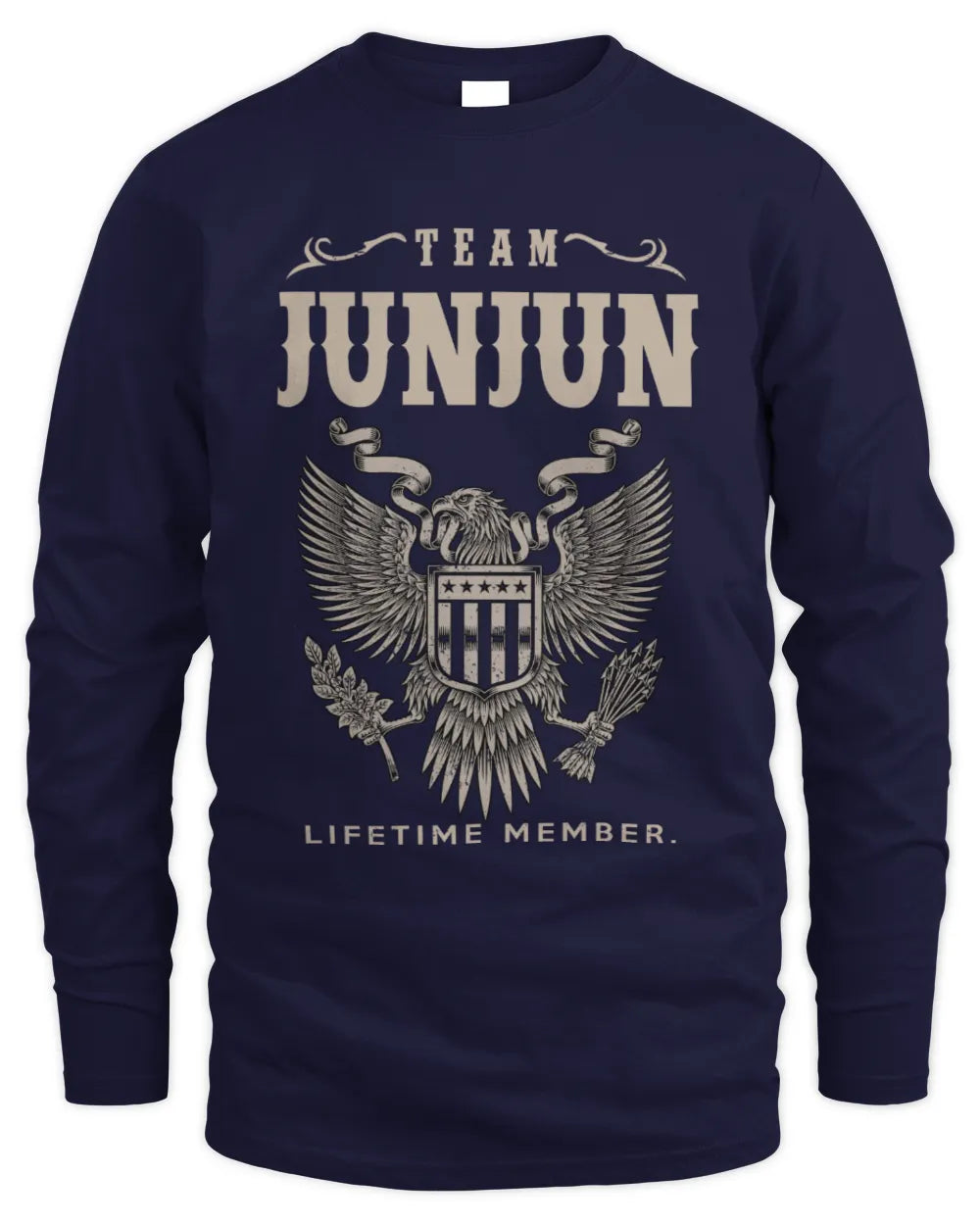 JUNJUN TP06-K82 – Personalized Classic Style Apparel “Team NAME Lifetime Member” - Men's Long Sleeved T-Shirt - Navy