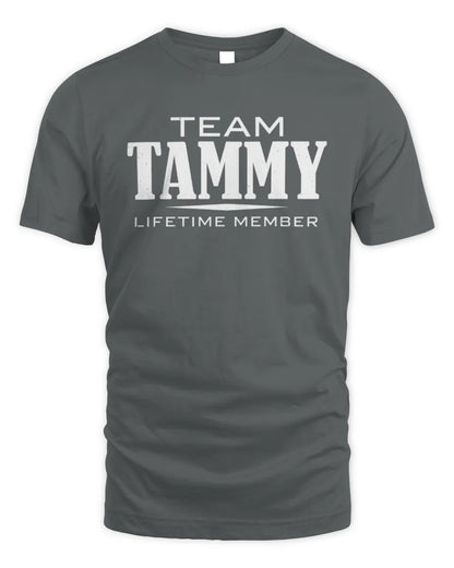 TAMMY BL62-K4-128 - Personalized “Team NAME Lifetime Member” - Unisex Standard T-Shirt - Charcoal