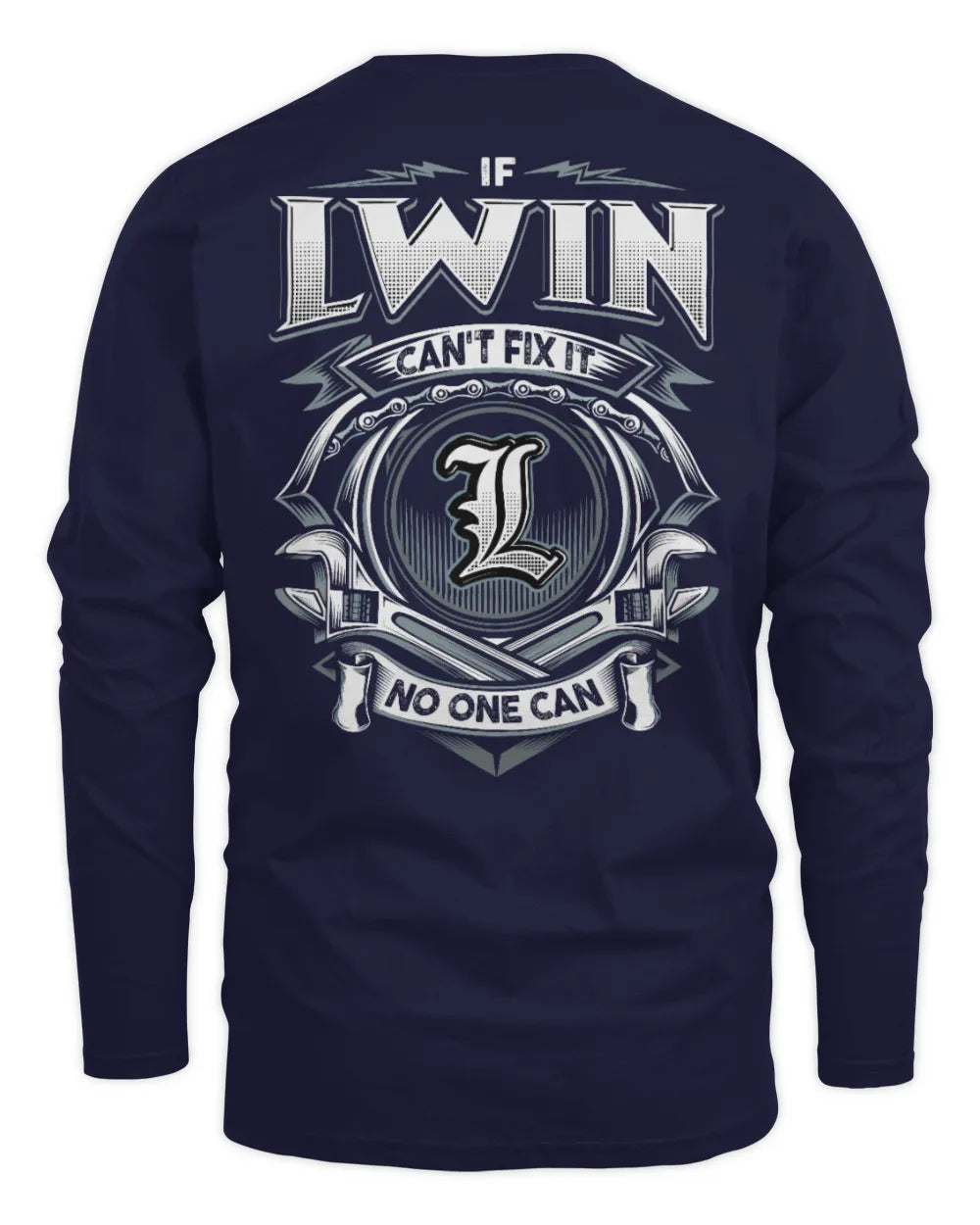 LWIN AP81-K4-626 - Personalized Ahmed Quote Apparel “If Ahmed Can't Fix It, No One Can” - Men's Long Sleeved T-Shirt - Navy