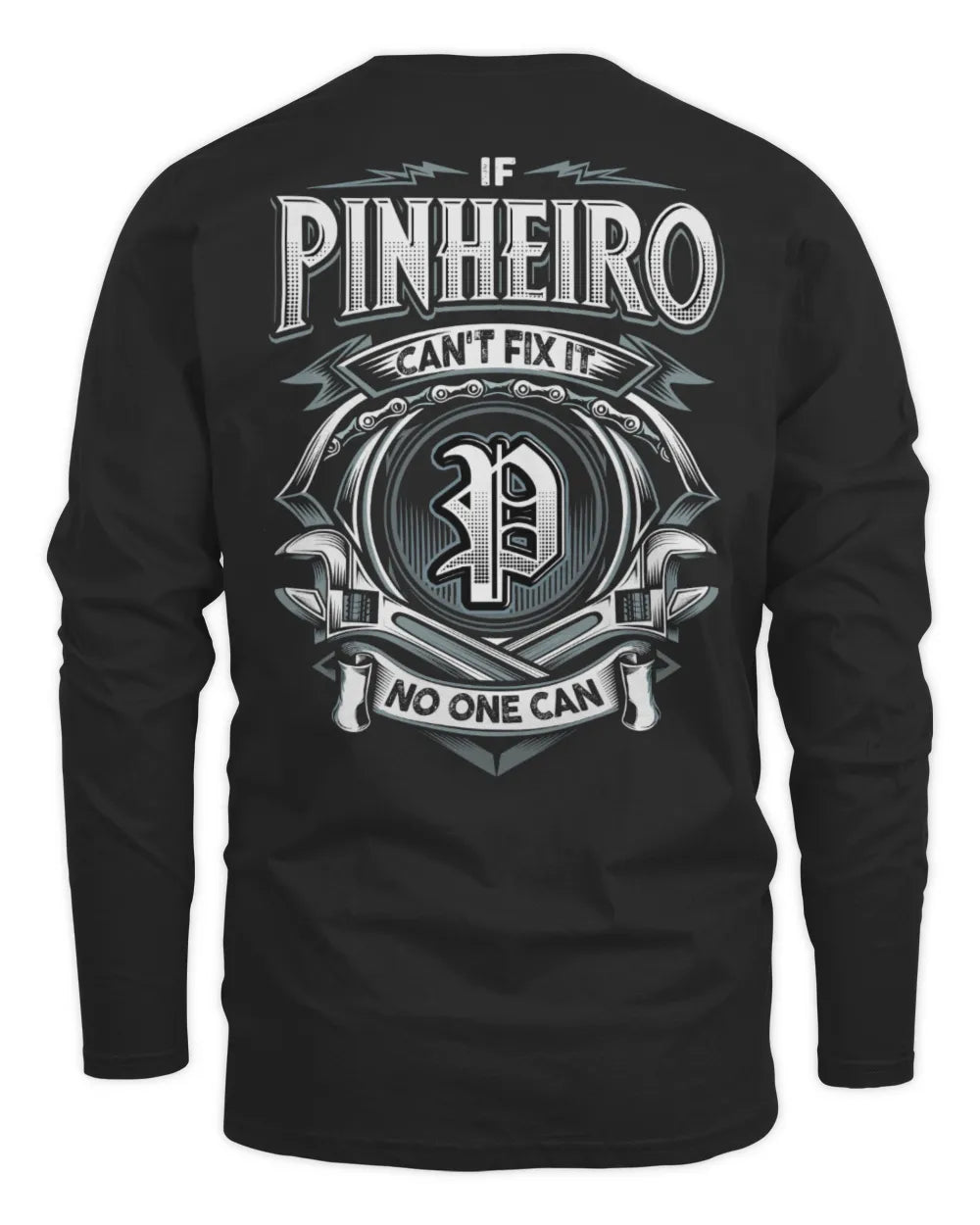 PINHEIRO AP81-K4-626 - Personalized Ahmed Quote Apparel “If Ahmed Can't Fix It, No One Can” - Men's Long Sleeved T-Shirt - Black