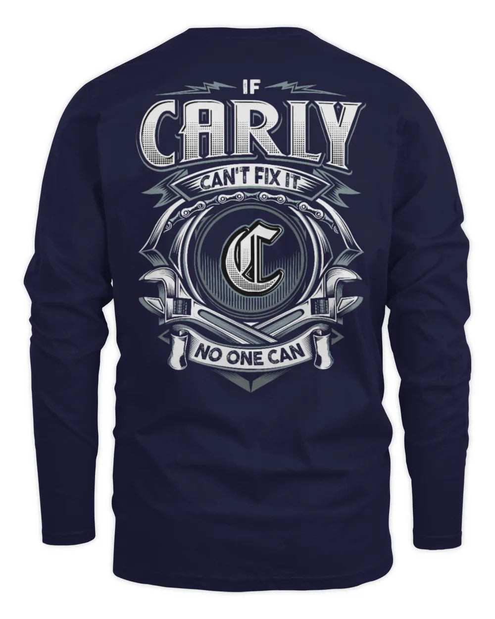 CARLY AP81-K4-626 - Personalized Ahmed Quote Apparel “If Ahmed Can't Fix It, No One Can” - Men's Long Sleeved T-Shirt - Navy