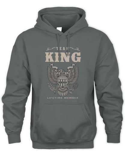 KING TP06-K82 – Personalized Classic Style Apparel “Team NAME Lifetime Member” - Unisex Hoodie - Charcoal
