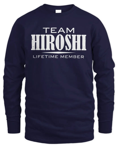 HIROSHI BL62-K4-128 - Personalized “Team NAME Lifetime Member” - Men's Long Sleeved T-Shirt - Navy