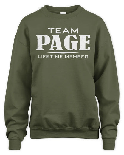 PAGE BL62-K4-128 - Personalized “Team NAME Lifetime Member” - Unisex Sweatshirt - Military Green