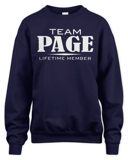 PAGE BL62-K4-128 - Personalized “Team NAME Lifetime Member” - Unisex Sweatshirt - Navy