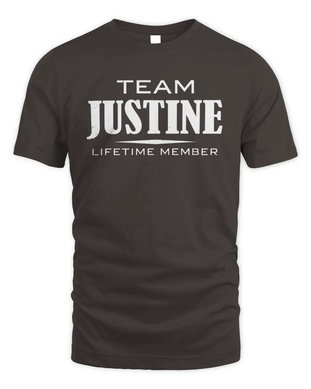JUSTINE BL62-K4-128 - Personalized “Team NAME Lifetime Member” - Unisex Standard T-Shirt - Dark Chocolate