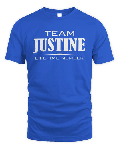 JUSTINE BL62-K4-128 - Personalized “Team NAME Lifetime Member” - Unisex Standard T-Shirt - Royal