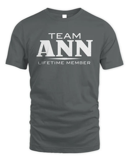 ANN BL62-K4-128 - Personalized “Team NAME Lifetime Member” - Unisex Standard T-Shirt - Charcoal