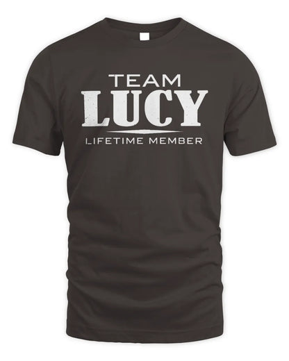 LUCY BL62-K4-128 - Personalized “Team NAME Lifetime Member” - Unisex Standard T-Shirt - Dark Chocolate