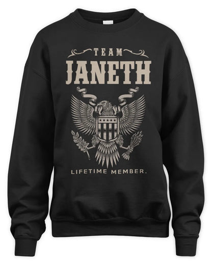 JANETH TP06-K82 – Personalized Classic Style Apparel “Team NAME Lifetime Member” - Unisex Sweatshirt - Black