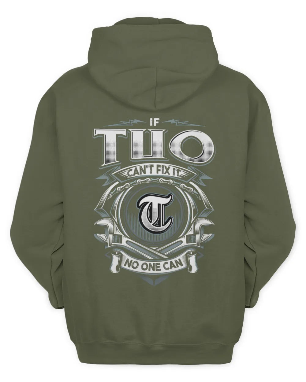 TUO AP81-K4-626 - Personalized Ahmed Quote Apparel “If Ahmed Can't Fix It, No One Can” - Unisex Hoodie - Military Green