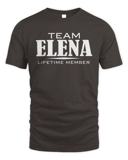 ELENA BL62-K4-128 - Personalized “Team NAME Lifetime Member” - Unisex Standard T-Shirt - Dark Chocolate