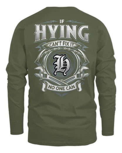 HYING AP81-K4-626 - Personalized Ahmed Quote Apparel “If Ahmed Can't Fix It, No One Can” - Men's Long Sleeved T-Shirt - Military Green