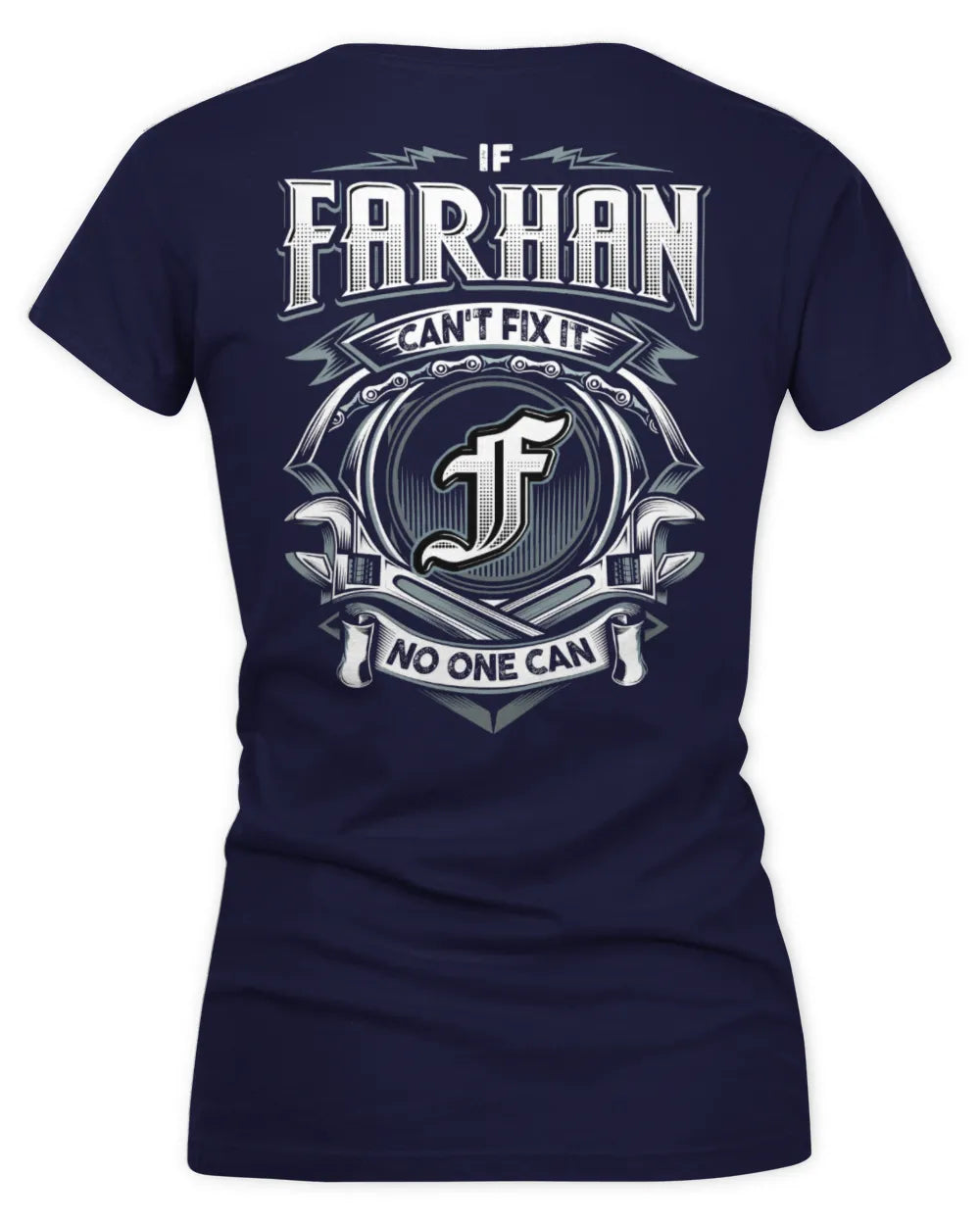 FARHAN AP81-K4-626 - Personalized Ahmed Quote Apparel “If Ahmed Can't Fix It, No One Can” - Women's V-Neck T-Shirt - Navy