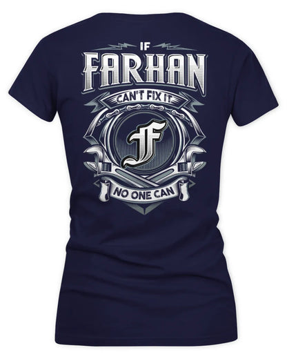 FARHAN AP81-K4-626 - Personalized Ahmed Quote Apparel “If Ahmed Can't Fix It, No One Can” - Women's V-Neck T-Shirt - Navy