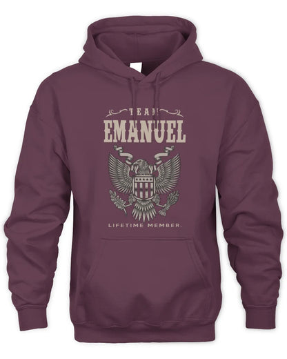 EMANUEL TP06-K82 – Personalized Classic Style Apparel “Team NAME Lifetime Member” - Unisex Hoodie - Maroon