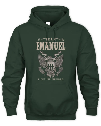 EMANUEL TP06-K82 – Personalized Classic Style Apparel “Team NAME Lifetime Member” - Unisex Hoodie - Forest Green