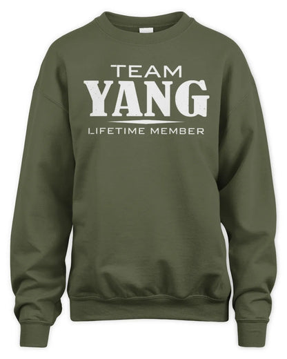 YANG BL62-K4-128 - Personalized “Team NAME Lifetime Member” - Unisex Sweatshirt - Military Green