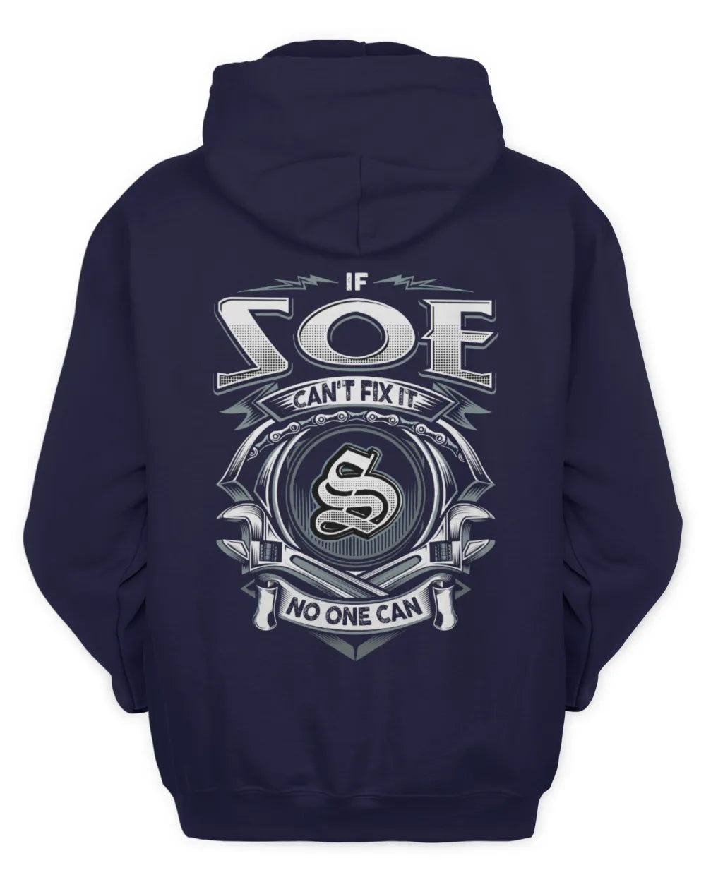 SOE AP81-K4-626 - Personalized Ahmed Quote Apparel “If Ahmed Can't Fix It, No One Can” - Unisex Hoodie - Navy