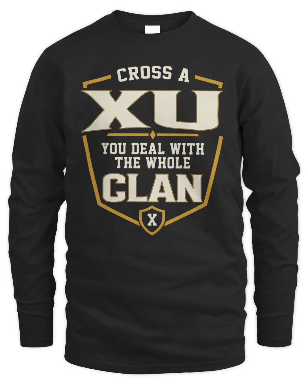 XU NT1-K008 Cross A/An NAME, You Deal With the Whole Clan | Personalized Vintage T-Shirt - Men's Long Sleeved T-Shirt - Black