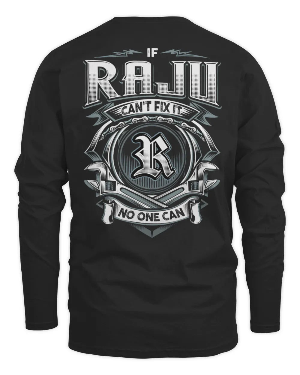 RAJU AP81-K4-626 - Personalized Ahmed Quote Apparel “If Ahmed Can't Fix It, No One Can” - Men's Long Sleeved T-Shirt - Black