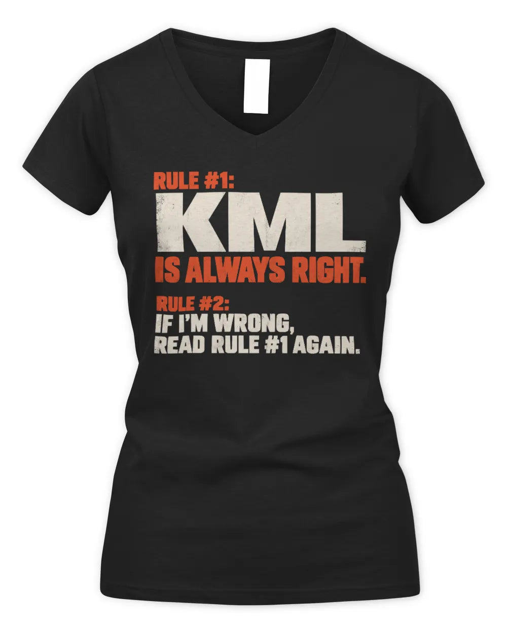 KML NP1-H006 
Always Right Personalized Name T-Shirt – Funny Custom Name Shirt - Women's V-Neck T-Shirt - Black