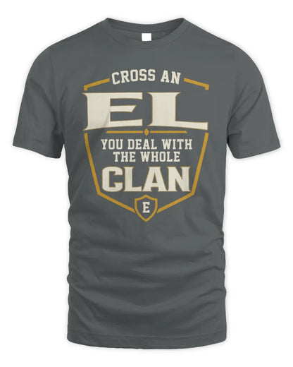 EL NT1-K008 Cross A/An NAME, You Deal With the Whole Clan | Personalized Vintage T-Shirt - Unisex Standard T-Shirt - Charcoal