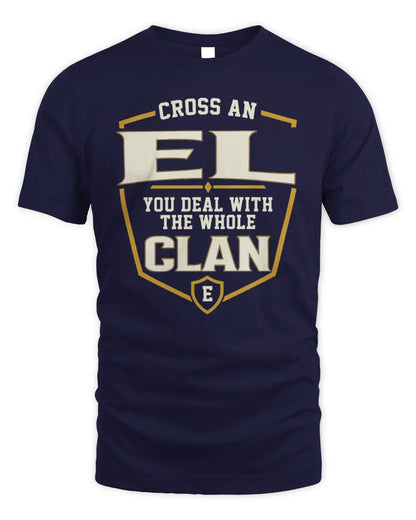 EL NT1-K008 Cross A/An NAME, You Deal With the Whole Clan | Personalized Vintage T-Shirt - Unisex Standard T-Shirt - Navy