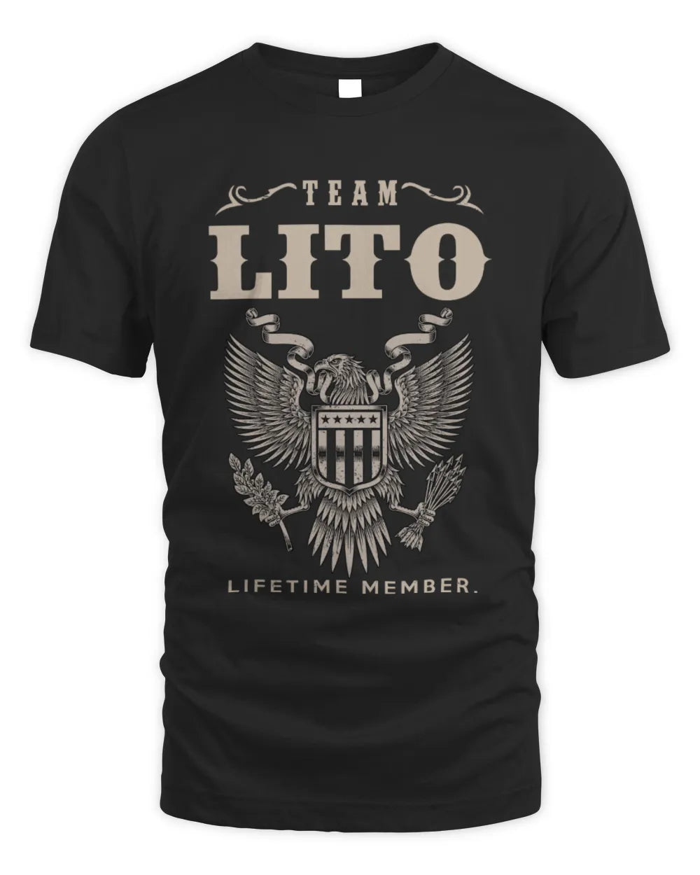 LITO TP06-K82 – Personalized Classic Style Apparel “Team NAME Lifetime Member” - Unisex Standard T-Shirt - Black