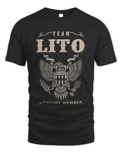 LITO TP06-K82 – Personalized Classic Style Apparel “Team NAME Lifetime Member” - Unisex Standard T-Shirt - Black