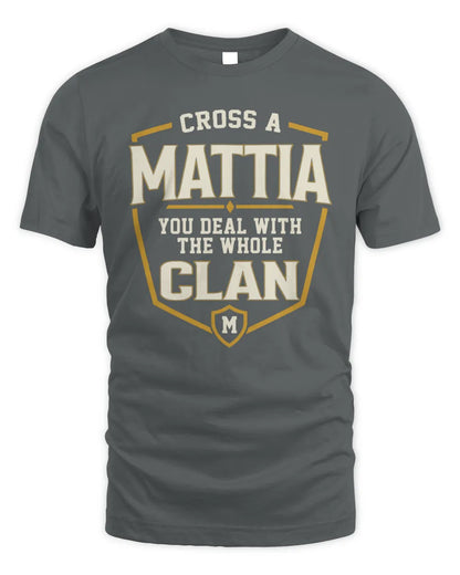 MATTIA NT1-K008 Cross A/An NAME, You Deal With the Whole Clan | Personalized Vintage T-Shirt - Unisex Standard T-Shirt - Charcoal