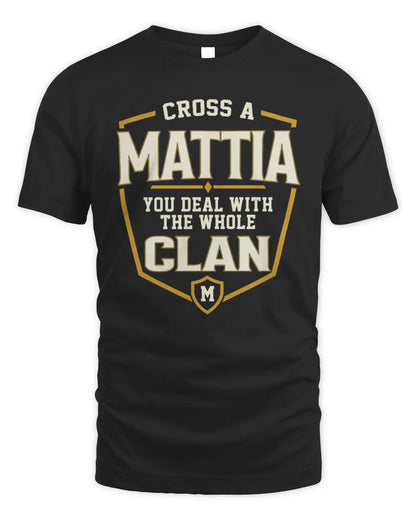 MATTIA NT1-K008 Cross A/An NAME, You Deal With the Whole Clan | Personalized Vintage T-Shirt - Unisex Standard T-Shirt - Black