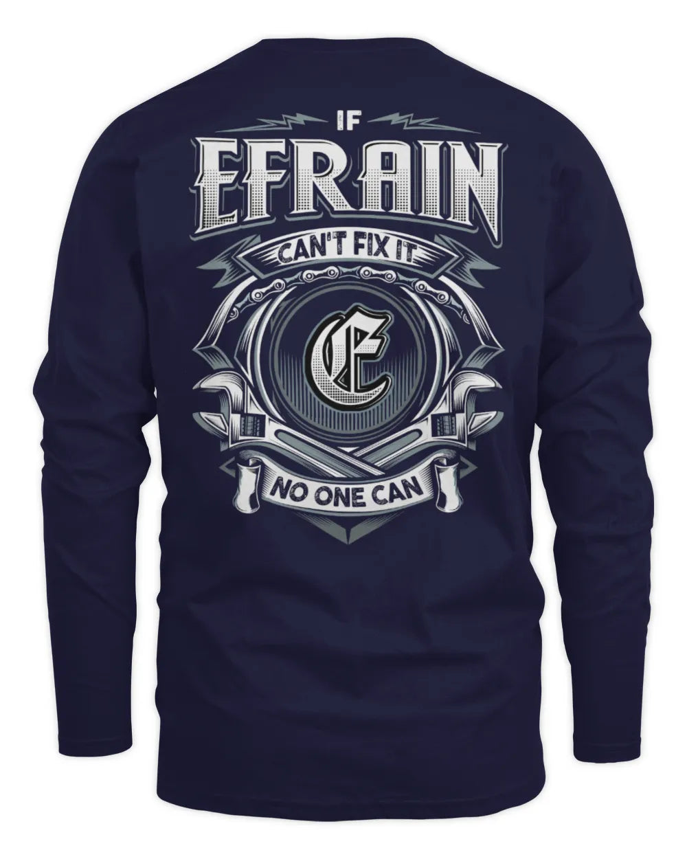 EFRAIN AP81-K4-626 - Personalized Ahmed Quote Apparel “If Ahmed Can't Fix It, No One Can” - Men's Long Sleeved T-Shirt - Navy