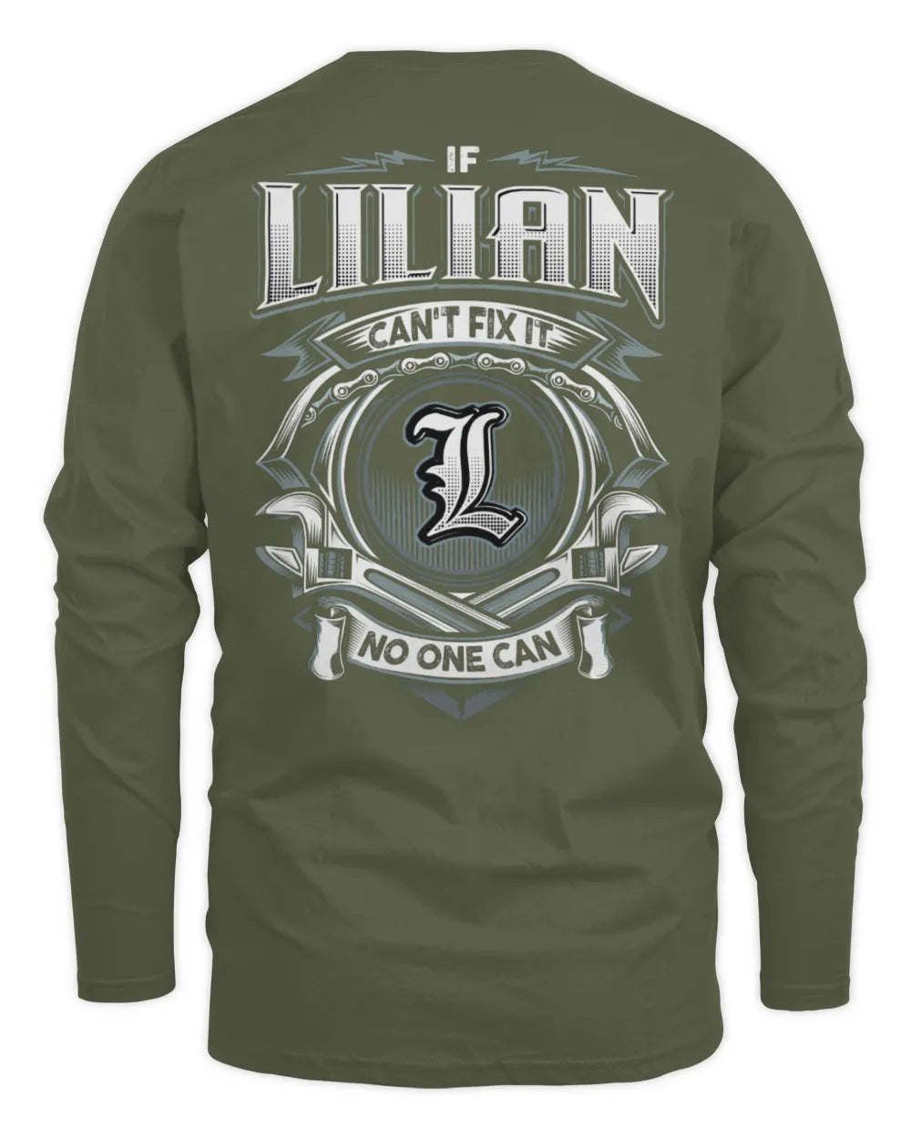 LILIAN AP81-K4-626 - Personalized Ahmed Quote Apparel “If Ahmed Can't Fix It, No One Can” - Men's Long Sleeved T-Shirt - Military Green