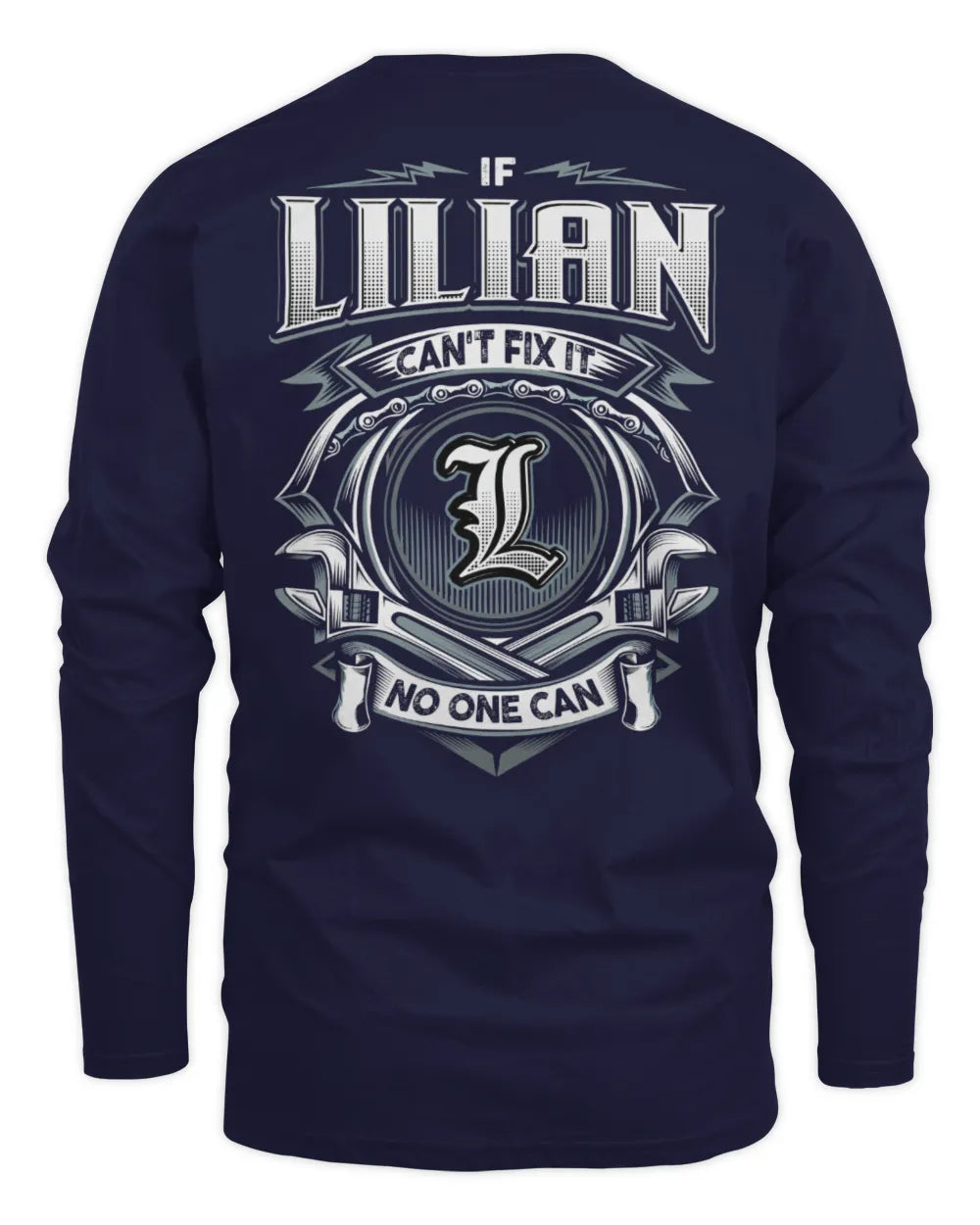 LILIAN AP81-K4-626 - Personalized Ahmed Quote Apparel “If Ahmed Can't Fix It, No One Can” - Men's Long Sleeved T-Shirt - Navy