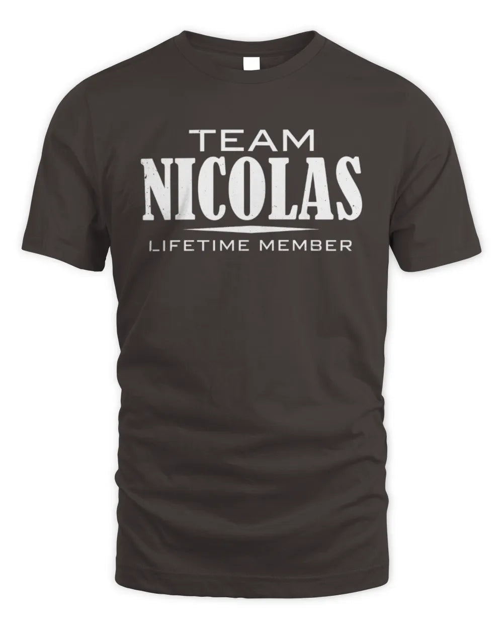 NICOLAS BL62-K4-128 - Personalized “Team NAME Lifetime Member” - Unisex Standard T-Shirt - Dark Chocolate