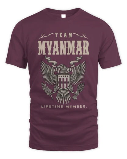 MYANMAR TP06-K82 – Personalized Classic Style Apparel “Team NAME Lifetime Member” - Unisex Standard T-Shirt - Maroon