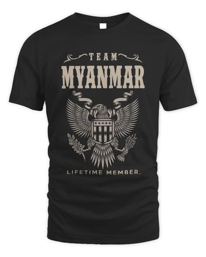 MYANMAR TP06-K82 – Personalized Classic Style Apparel “Team NAME Lifetime Member” - Unisex Standard T-Shirt - Black