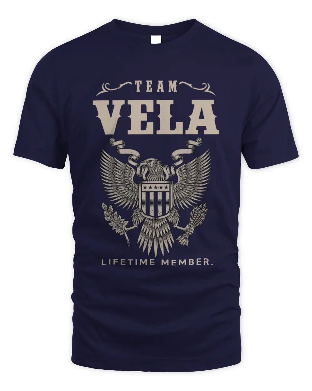 VELA TP06-K82 – Personalized Classic Style Apparel “Team NAME Lifetime Member” - Unisex Standard T-Shirt - Navy