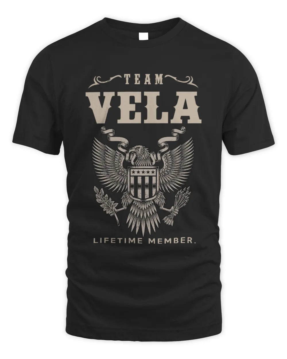 VELA TP06-K82 – Personalized Classic Style Apparel “Team NAME Lifetime Member” - Unisex Standard T-Shirt - Black