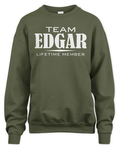 EDGAR BL62-K4-128 - Personalized “Team NAME Lifetime Member” - Unisex Sweatshirt - Military Green