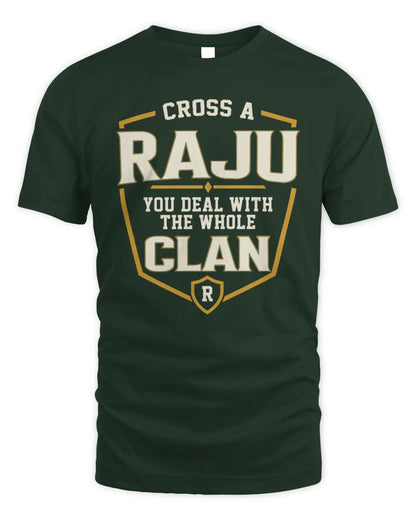 RAJU NT1-K008 Cross A/An NAME, You Deal With the Whole Clan | Personalized Vintage T-Shirt - Unisex Standard T-Shirt - Forest Green